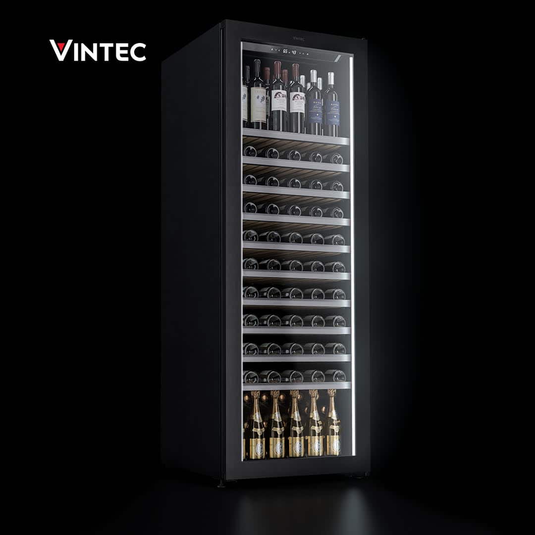Vintec wine cabinet with Vintec logo