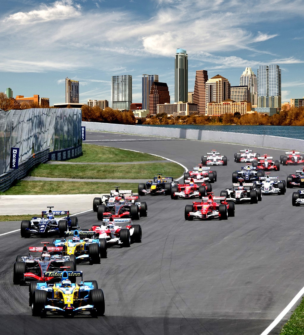 F1 race cars on a track
