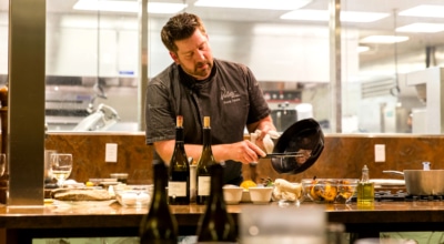 Chef Dustin Valette in the kitchen - lot for SCWA