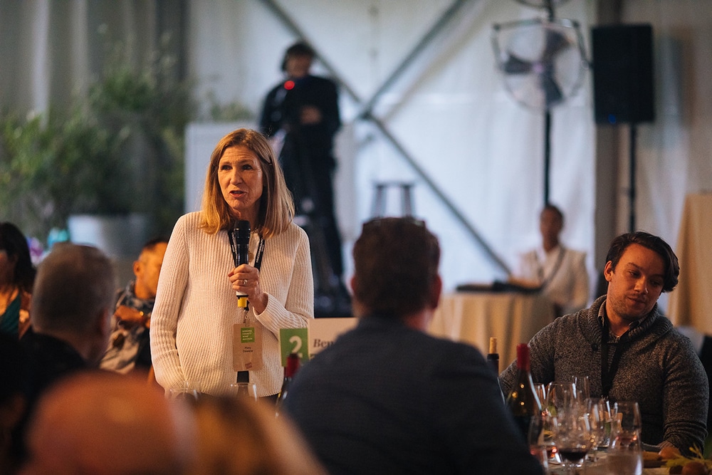 Woman speaking at Sonoma County Wine Auction