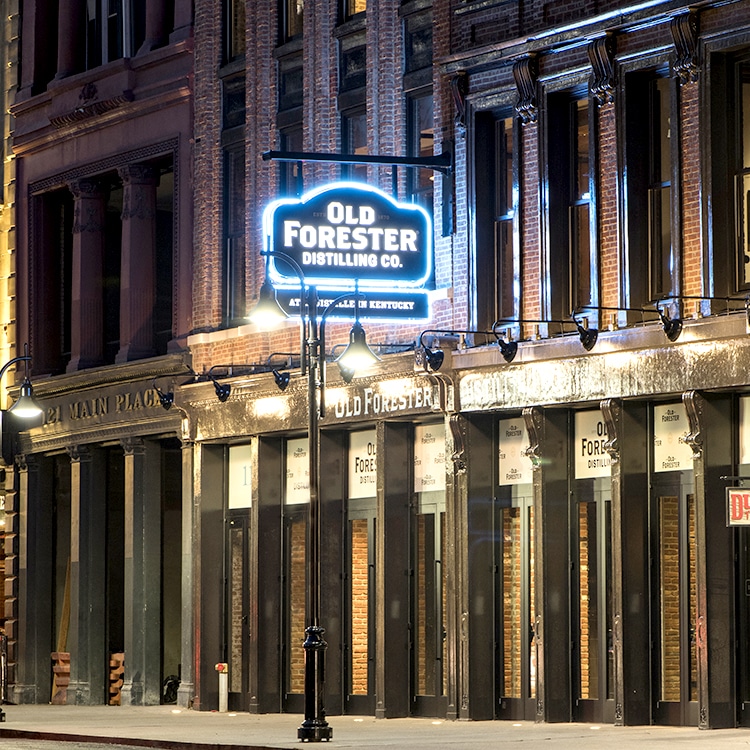 Old Forester Distilling Co. sign and building