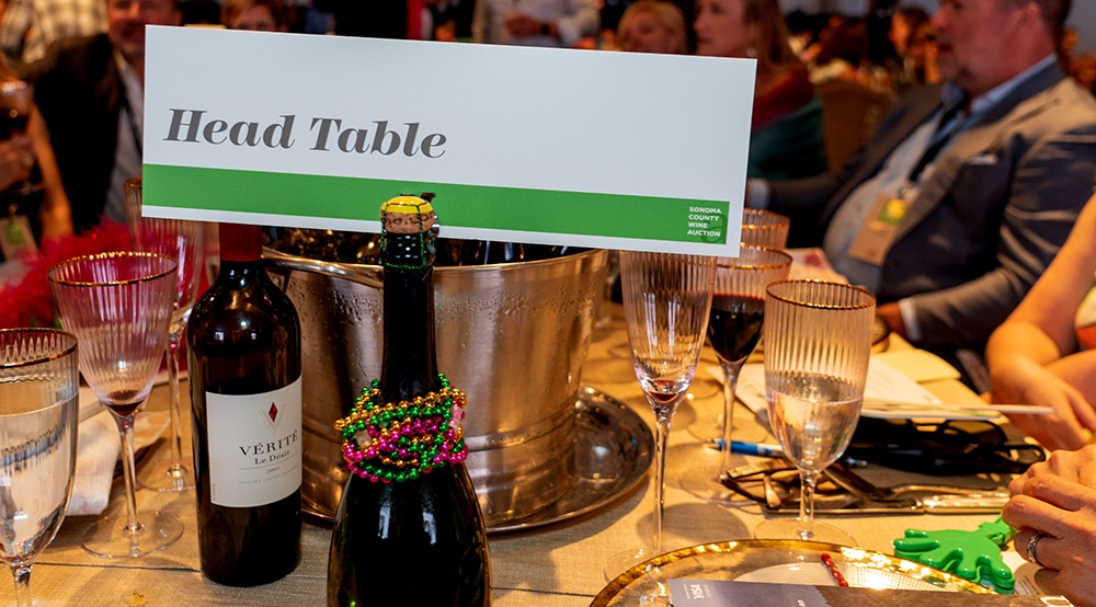 Head table at Sonoma County Wine Auction