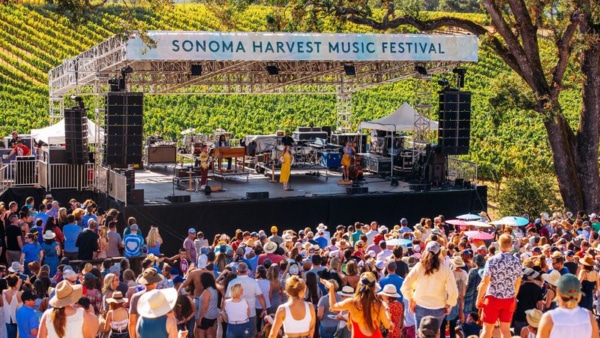 Audience and stage at Sonoma Harvest Music Festival