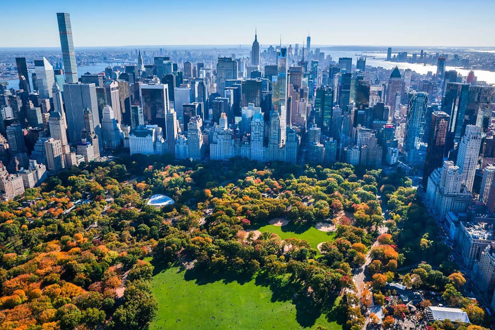 Aerial view of New York City and Central Park